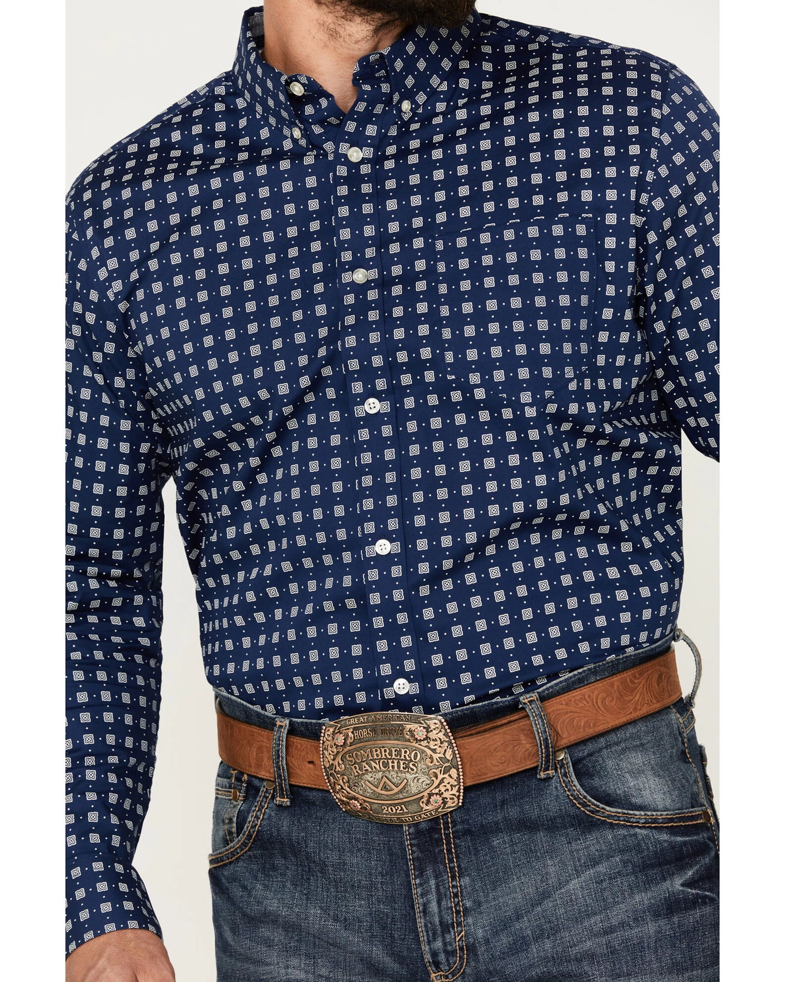 Cody James Men's Rough Road Geo Print Long Sleeve Stretch Button-Down Western Shirt - Big 5 Cody James Men's Rough Road Geo Print Long Sleeve Stretch Button-Down Western Shirt - Big - Image 3