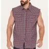 Cody James Men's Plaid Stars Bubba Sleeveless Western Shirt
